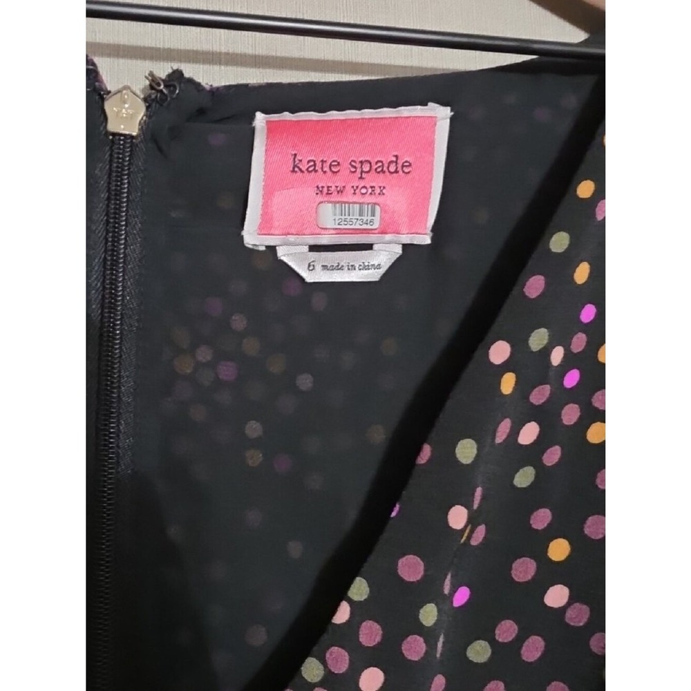 kate spade Black Jumpsuit with Pink, Purple & Gold Polka Dot Print - Picture 2 of 4